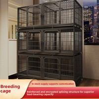 Dreischichtiger Doppeltür-Edelstahl-Zucht- und Trennkäfig für Katzen, Hunde und Kaninchen