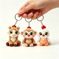 Porte-clés en peluche personnalisé OEM, mini-animaux de dessin animé, jouet en peluche doux, breloque de sac, accessoires de sac avec logo personnalisé