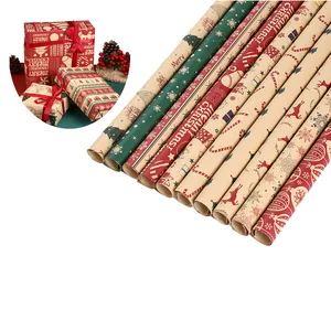 Hojas de papel de embalaje navideño, rollo de papel Kraft personalizado, regalos, envoltura de flores y regalos, embalaje de caja, gran oferta