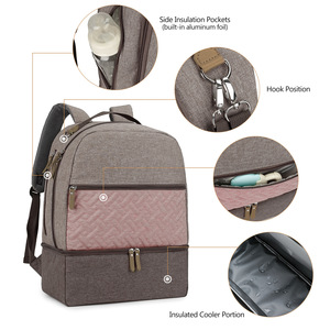 Insulated Diaper <b>Backpack</b> With <b>Cooler</b> Compartment For Mothers And Babies Gray Oxford Cloth Spring 2024 - Product Image 1