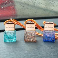 Flacon diffuseur de parfum de voiture vide carré de 10 ml avec couvercle en bois, pendentif suspendu, pour huiles essentielles