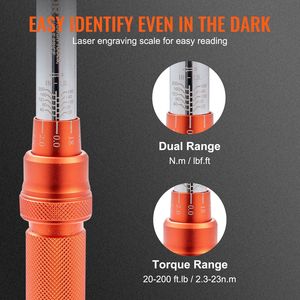 Jeu de clés dynamométriques réglables à double sens à entraînement de 1/4 pouces 20-200in.lb/3-23n.m Adaptateurs de kit de balances mécaniques doubles - Product Image 4