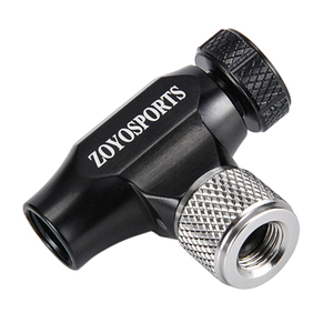 Inflador de CO2 de aire negro, bomba de neumáticos de bicicleta compatible con válvula <span class=keywords><strong>Presta</strong></span> y Schrader para bicicletas de montaña y carretera con funda aislada - Product Image 6