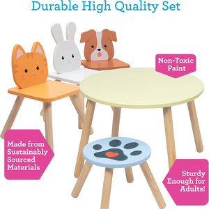 Ensemble table et chaises en bois multifonctionnel sur le thème des animaux <span class=keywords><strong>pour</strong></span> enfants, 4 places <span class=keywords><strong>pour</strong></span> les tout-petits de 2 à 6 ans - Product Image 3
