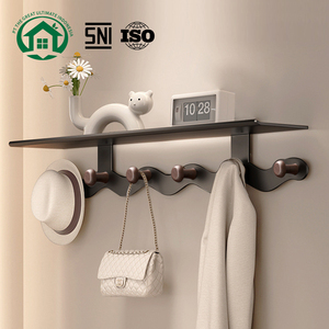 Pano.V Modern Hook Eco-Friendly <b>Space</b>-<b>Saving</b> Wall-Mounted Coat Hooks Door <b>Hanger</b> Wardrobe Living Room Multifunction Beech Wood - Product Image 1