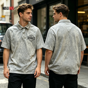 Camiseta <span class=keywords><strong>Polo</strong></span> para Hombre de 260 g/m², Lavado Ácido, Estilo Vintage, Informal, de Alta Calidad, Lavada, Streetwear, Personalizable al por Mayor, 100% Algodón - Product Image 3