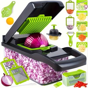 Nuevo Juego de 14 Piezas de Cortador de Verduras y Frutas Multifuncional Automático para Cocina, Material ABS, Rallador, Triturador, Picador - Product Image 2