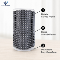 Brosse de toilettage pour chat à fixer au mur, avec herbe à chat, rechargeable, peigne de massage, grattoir pour le visage du chat, outil de toilettage et de massage pour chat à poser dans les coins