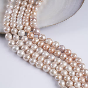 ไข่มุกน้ำจืดทรงกลมสีขาวขนาด 12-14 มม. ของ Zhuji Wholesale อุปกรณ์กึ่งสำเร็จรูปเคลือบเงาแบบมันวาว - Product Image 5