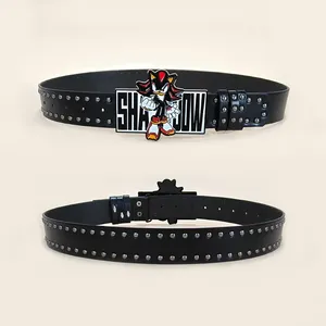 Cinturón Unisex de Diseño de Alta Gama con Hebilla de Cobre con Diseño de Gato de Dibujos Animados, Estilo Gótico Y2K, con Remaches Negros, Accesorio Punk para <span class=keywords><strong>Hombre</strong></span> y Mujer - Product Image 1
