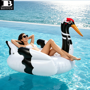 Bouée géante gonflable Grue à couronne rouge pour piscine, île flottante, jouet aquatique, décorations <span class=keywords><strong>de</strong></span> piscine, accessoires photo pour les <span class=keywords><strong>vacances</strong></span> d'été - Product Image 1