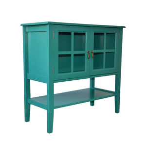 Fornitura di fabbrica pranzo soggiorno mobili piccolo classico Design antico verde credenza <span class=keywords><strong>con</strong></span> vetrina mobili per la casa - Product Image 3