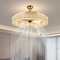 Ventilateur en cristal de style nordique lumière au plafond chambre à coucher de luxe salle à manger Led ventilateur de plafond moderne avec lumière et télécommande