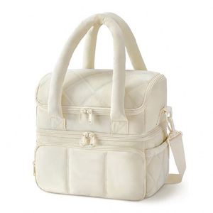 Double Layers Cooler Bag with Quilted Fluffy Design for Women - Product Image 6