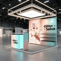 Stand d'exposition modulaire SEG LED rétroéclairé 10x10 pieds, cadre en aluminium, impression personnalisée sur tissu, portable, avec étagères