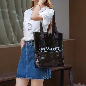 Custom Logo <b>Transparent</b> Jelly Orange PVC Tote <b>Bag</b> with Button Closure Stylish Fashionable Design for Gifts Shopping - Product Image 4