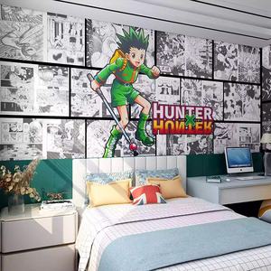 Papel pintado de Anime japonés decoración de pared del dormitorio de los niños Hunter Boy papel pintado de cómic blanco y negro - Product Image 2