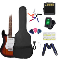 Kit de guitare électrique ST professionnelle de 39 pouces avec mini amplificateur, sac de transport, accordeur, sangle, cordes et médiators