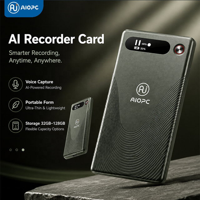 Smart Voice Recorder Card with 2/4 MEMS Microphones Meeting Call Dual Mode 32GB/64GB/128GB Storage