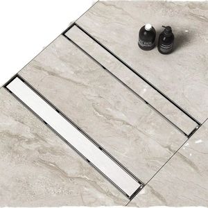 AISI 304 scarico doccia in acciaio inox scarico lineare con 2-in-1Tile inserto pannello lungo rettangolo di scarico del pavimento in bagno balcone - Product Image 1