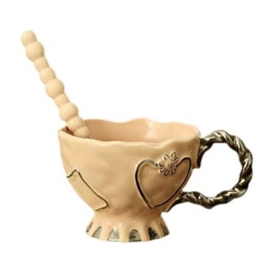 Tasse à petit-déjeuner avec cuillère, tasse en céramique pour le lait - Product Image 5