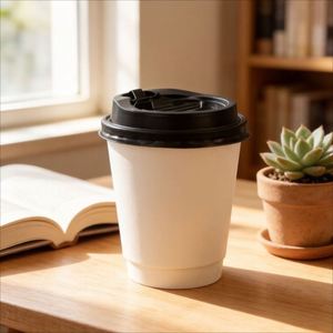 Gobelet en papier personnalisé avec logo, double paroi, écologique, 90 mm, 8/10/12/16 oz, avec couvercle, pour thé au lait, café chaud et restaurants (vente en gros) - Product Image 3