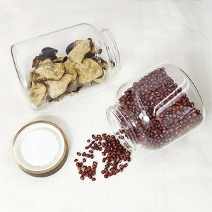 Bocaux de rangement en verre hermétiques multifonctionnels de grande taille pour la cuisine, pour le stockage des aliments, des chocolats, des biscuits, des bonbons, avec couvercle en acacia - Product Image 4