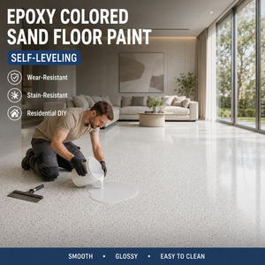 Peinture de sol autolissante époxy de qualité industrielle avec sable coloré, revêtement imperméable inaltérable pour ateliers, centres commerciaux et sols en béton, finition haute brillance - Product Image 2