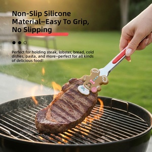 Pinces de cuisine en silicone pour Noël, pinces de cuisine en acier inoxydable, pinces à barbecue en silicone résistantes à la chaleur, pince à pain et viande 7 pouces - Product Image 2