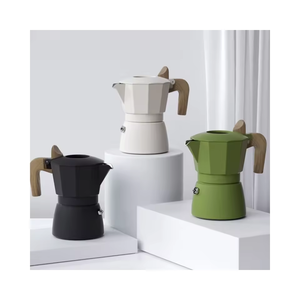 Ensemble de pots moka italiens classiques portables petite cafetière en aluminium avec cafetière en céramique pour voyage et camping - Product Image 1