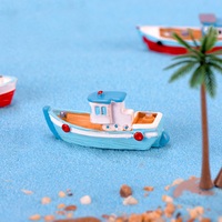 DIY Dollhouse Miniature Toy Mediterranean Fishing Boat Figurine Car Sand Table Landscaping Decoration