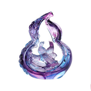 Handgemaakte Dubbele Geluk Glas Ornament Ekster Kalebas Graveren Voor Thuis Woonkamer Tv Kast Voor Kerst Decor - Product Image 1