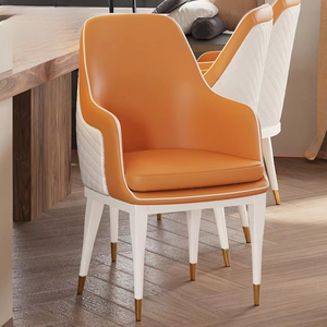 เก้าอี้ร้านอาหารสไตล์โมเดิร์นเรียบง่าย หัวหลิน เก้าอี้โรงแรมคาเฟ่เรียบง่ายสบาย คุณภาพสูง หนังและโลหะ - Product Image 5