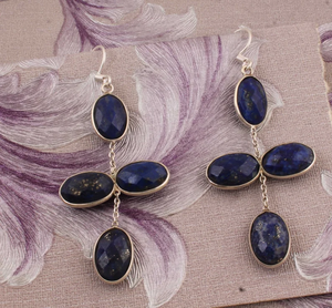 Pendientes de Aro con Piedras Preciosas Redondas de Lapislázuli Natural, Plata de Ley 925, para Bodas y Fiestas, a Precio de Fábrica - Product Image 4