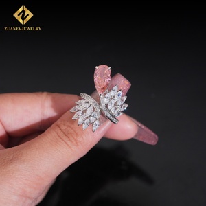 Ensemble de bijoux pour femmes de style européen et américain, diamant rose radieux, coupe fleur de glace, bague colorée, bijoux tendance - Product Image 5