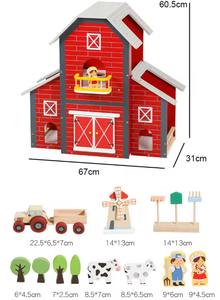 Children's Educational Wooden <b>Building</b> <b>Block</b> Construction Game Imaginary Farm Role-Playing Daily Life Simulation Fun - Product Image 5