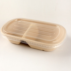 Boîte à lunch en paille de blé dégradable Emballage écologique Livraison d'aliments à emporter Boîtes à gâteaux jetables Logo personnalisé Brun XL - Product Image 2