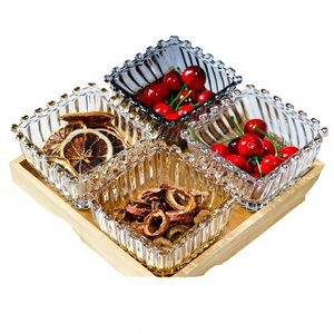 Plateau en bois écologique pour la maison, assiette à collation de style américain, bol en verre pour servir des bonbons, des fruits secs, ensemble d'assiettes polyvalentes - Product Image 4
