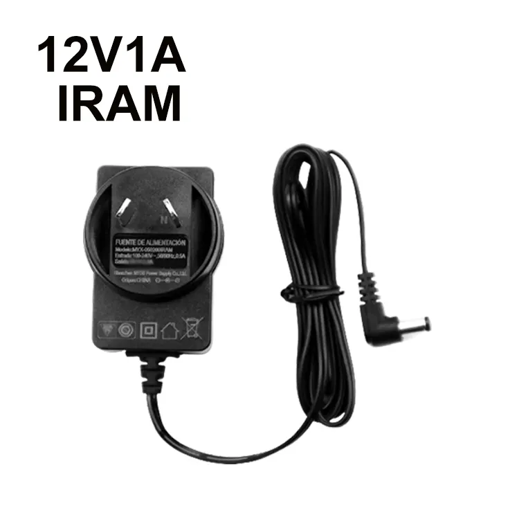 Argentina IRAM with Safety Approved 12w wall mounted power adaptor 12v 1A 24V 500mAH AC DC Power Adapter