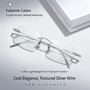 0666 Monturas de Gafas Cuadradas Sin Marco de Alta Calidad, Transparentes y Ligeras, Modelo <span class=keywords><strong>Celen</strong></span>, Estilo Diamante - Product Image 3