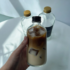 Impresión de Etiquetas y Logotipos, Botella Redonda de Vidrio para Bebidas, 8oz 250ml 12oz 350ml 500ml 16oz, Transparente con Tapa Metálica de Rosca de 28mm - Product Image 3