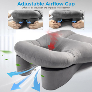 Oreiller en forme de U pour la post-chirurgie rétinienne, gris, en polyester et coton, positionneur de sommeil pour le repos sur le ventre après une opération oculaire - Product Image 3