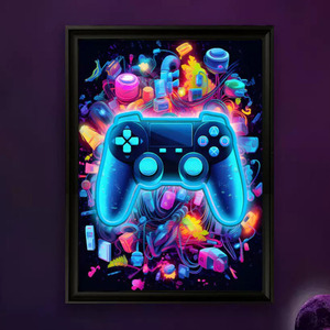Gamepad LED picture frame neon indoor hanging wall decoration luminous hanging painting USB powered dimmable ambient light 5V - Product Image 1