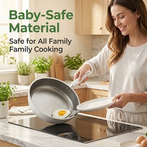 Sartén de titanio cristalino sin humo, apta para bebés, <span class=keywords><strong>antiadherente</strong></span>, compatible con todo tipo de cocinas, con mango resistente al calor. - Product Image 2