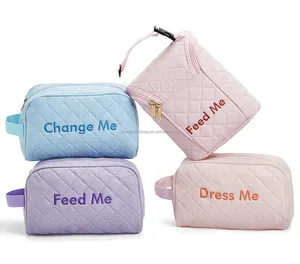 Lightweight Organized Packing Tote Cubes for Baby Items Bottle Bag Quilted Diaper Pouches for Baby Accessories