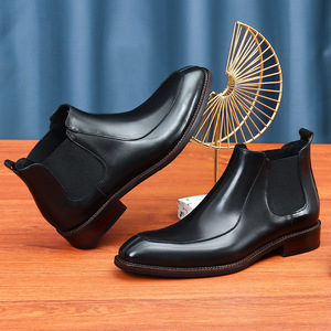 Botas de Tobillo para Hombre, Primavera-Otoño, Parte Superior de Cuero Genuino con Estampado de Leopardo, Suela de Goma, Impermeables, para Trabajo - Product Image 3