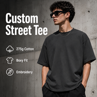 Camisetas Casuales de Manga Corta para Hombre, Estilo Hip Hop, Personalizadas, 100% Algodón, 275 g/m², Corte Holgado, Venta al Por Mayor