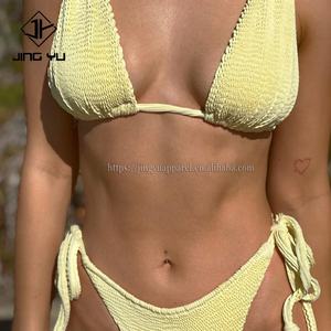 Maillots de bain de fitness côtelés élastiques pour filles, multicolores, recyclés, double ligne, bikini brésilien, vente chaude, vêtements de plage tendance - Product Image 3