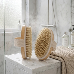 Brosse corporelle sèche en poils <span class=keywords><strong>de</strong></span> sanglier naturels, masseur anti-cellulite en bois, exfoliant <span class=keywords><strong>de</strong></span> <span class=keywords><strong>bain</strong></span> avec sangle en <span class=keywords><strong>toile</strong></span> pour l'exfoliation <span class=keywords><strong>de</strong></span> la peau - Product Image 6