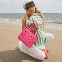 Sacs de plage imprimés en EVA grande capacité, motif à pois et lettres, imperméables, verticaux, faciles à nettoyer, pour la piscine, la plage et les voyages